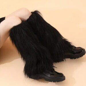 NEW Leg Warmers Black Faux Fur